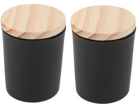 GLSTOY Candle Jars Set Glass Candle Container Wooden Lid Apothecary Bottles for Decor