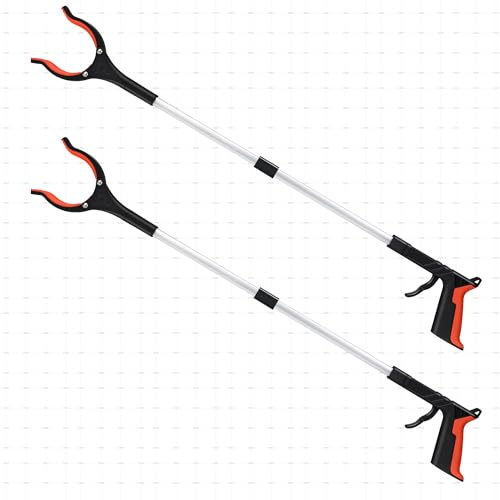 Grabber Reacher Tool, 32 Foldable, Orange, 2Pack