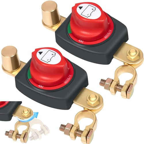 TZEKING 2PCS Réglable 180° Isolateur Interrupteur de Batterie,Interrupteurs de Batterie 12-48V,Interrupteur de Déconnexion de Batterie étanch,Commutateur de Déconnexion de Batterie,pour Moto,Bateau