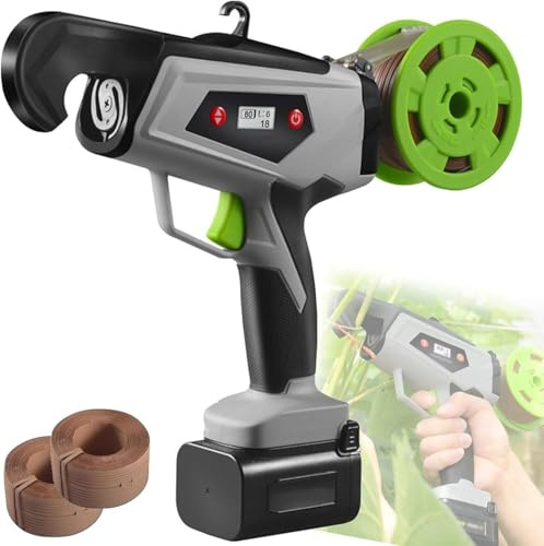 FJYAWEN Legatrice Elettrica per Piante con Display Digitale, Legatrice per Rami, Macchina per Attrezzi Agricoli per Piante da Giardino con 2 Avvolgitori di Legatura