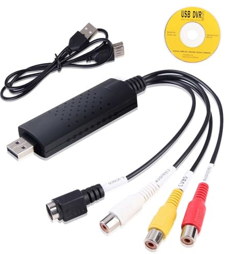USB 2.0 Audio Video Grabber Convertidor VHS a PC Digitalizar Video Capture Card para cintas de vídeo VHS VCR DVD Hi8 Video 8 Mini DV, compatible con Windows 11 10 8 7 y Mac