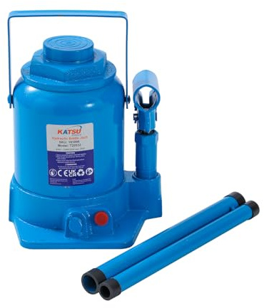 KATSU Tools Low Profile Stubby Hydraulic Bottle Jack 32 Ton Heavy Duty Lifting Jack for Auto Repair Vehicle Maintenance 161096