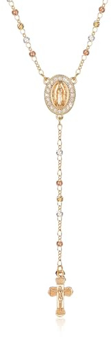 Gamtic Collana Rosario Donna Vergine Maria - Medaglia Madonna Miracolosa e Croce e Religioso Crocifisso Medaglia della Vergine Maria Y Catena Collana Regalo per Le Lei Donne Ragazze Natale