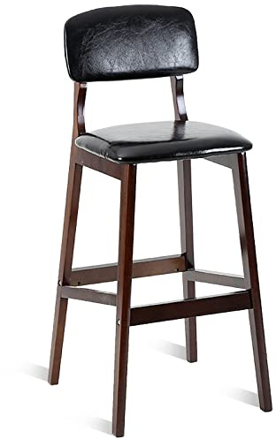 Battero di Battuta di Altezza, sgabelli da Bar per bancone in Pelle PU con Schiena e poggiapiedi, sedie da Bar per la Colazione dell'isola cucine, Telaio in Legno, 300 libbre (Nero, 71 cm/28