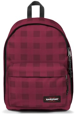 Eastpak Out of Office Sac à dos 27L (44 x 29,5 x 22 cm), compartiment ordinateur 13–15”, sac école et travail résistant et déperlant avec bretelles rembourrées - CHECKER BURGUNDY