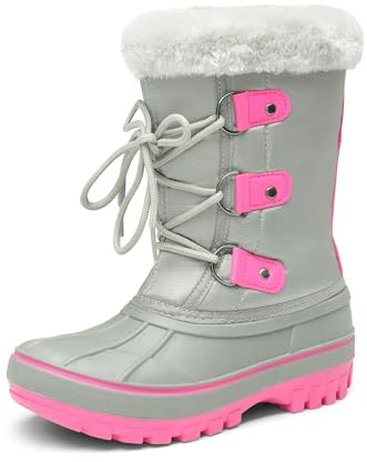 DREAM PAIRS Botas de nieve y calzado de invierno para niños.,Size 36,Gris/Fucsia,FORESTER