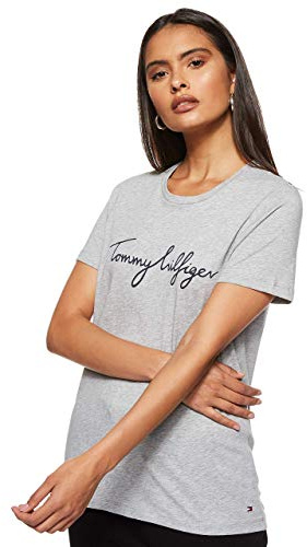 Tommy Hilfiger HERITAGE CREW NECK GRAPHIC TEE Kurzarm T-Shirts Damen, Grau (Light Grey Htr), S