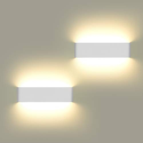 ChangM Lámpara de pared LED para interior, 2 unidades, 12 W, más brillante, moderna, perfecta para dormitorio, salón, escaleras y baño, luz blanca cálida
