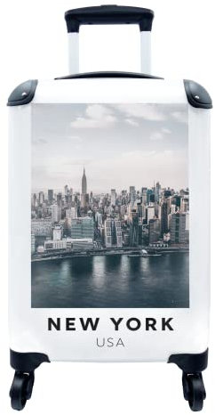 MuchoWow© Koffer Handgepäck Trolley Rollkoffer Kleine Reisekoffer mit 4 Rollen - Amerika - New York - Architektur - Cabin Size < 55x40x23 & 55x40x20 cm - Fotokoffer - Kabinenkoffer - Boardgepäck