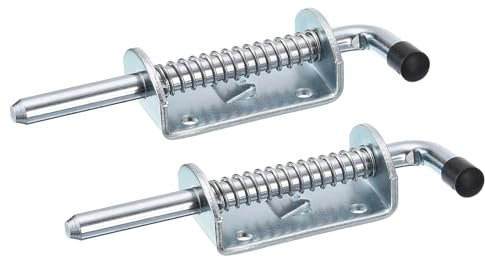 sourcing map Barrel Bolt Latch, 2Pcs 10x145mm - Carbon Steel Galvanized Spring Loaded Gate Latch Pin, Sliding Door Lock for Trailer Doors Cabinets Chests Tailgate (Silver)