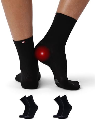 DANISH ENDURANCE 2 Paar Plantarfasziitis-Socken, Kompressionsstrümpfe, Orthopädische Socken, Knöchel und Fußgewölbe Unterstützung, Schwarz 43-47