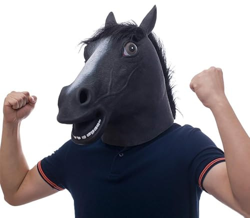 MOPQMKT Gomma Animale Maschera Maschera per la Testa di Cavallo Novità Halloween Costume Partito Decorazioni Accessorio Ddulti Decorazioni per Feste in Costume Maschere Divertenti Souvenir