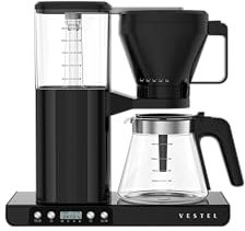 Vestel FCM9065 Golden Cup Filterkaffeemaschine mit Glaskanne, 1,25L Füllmenge, 10 Tassen Kapazität, 1550W, Warmhaltefunktion (Schwarz)