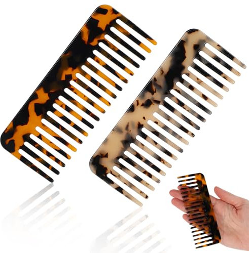 Molain 2 Stück Lockenkamm, Breiter Zahnkamm, Styling Kamm Großer Zahnung Lockenkamm Bruchfester Kämme Grobzinkiger Haarbürste Breiter Haarkamm Haarentwirrer kämme für Locken Lange Haare(Farbe 1)