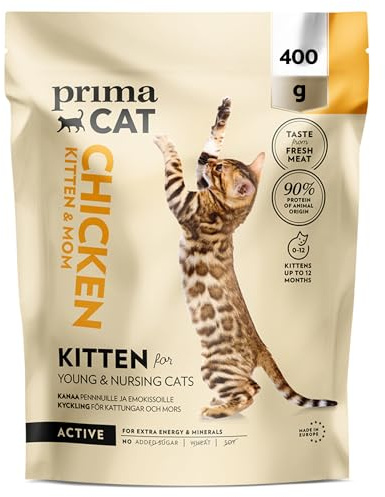 PrimaCat - Cibo secco completo al gusto di pollo per gattini e gatti che allattano, 400 g