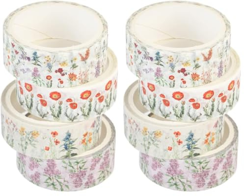 Grupo Erik: Washi Tape Decorativo Wild Flowers, Set 4 Nastri Adesivi colorati, 1,5 cm x 3 m, Nastro Washi per Scrapbooking, Washi Tape Stickers, Botanical Wild Flowers Collection (Confezione da 2)