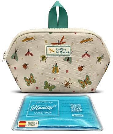 Huniox® Barnväska för barn, lunchväska, lunchväska, barn, termisk lunchlåda, lunchlåda, barn, 24,5 × 14 × 10 cm, 3L (insekter, mellanmål)