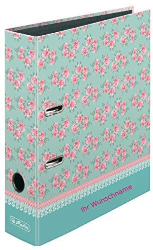 Herlitz Motivordner mit pinkgefärbter Gravur / DIN A4 / 80mm breit / Ladylike Rosen