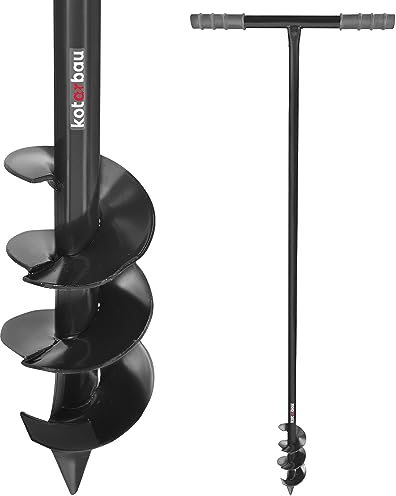 KOTARBAU® Ahoyadora Manual 80 mm, Taladro de Tierra Manual, Perforadora de Suelo con Mango en T Antideslizante, Barrena de jardín, Perforador de Mano, Broca Espiral de Tierra, Plantador Cavahoyos