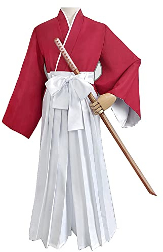 Anime Rurouni Kenshin Cosplay Tenues Himura Kenshin Kimono Kendo Rouge Uniforme Halloween Cosplay Costume Anime Costume, Himura Kenshin, S