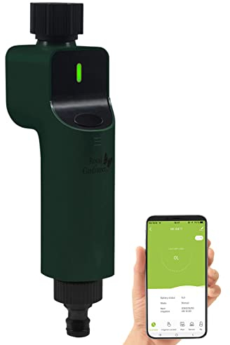 Royal Gardineer Gartenwasseruhr: Zigbee-Bewässerungscomputer mit Ventil Versandrückläufer (ZigBee Bewässerungssysteme, Wasserzähler Garten Digital, Gartenschlauch)