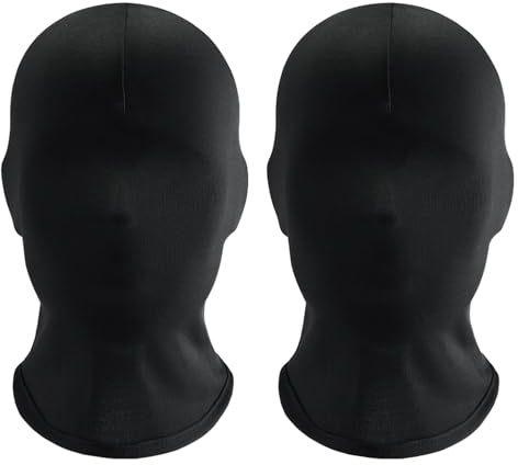 Masque Facial Noir 3 Pièces D'halloween, Intégral Respirant, Sans Visage, Capuche Faciale Pour Morphing En Polyester, Costume De Fête Cosplay, Unisexe Hommes