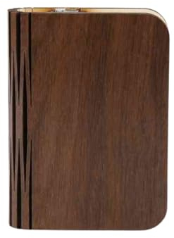 LED Buch-Lampe Groß, Design-Lichtskulptur mit warm-weißem Licht, Kabellos dank integriertem Lithium-Ionen-Akku, Aus edlem Walnussholz und widerstandsfähigem Dupont-Papier, Ideal für Bücherliebhaber