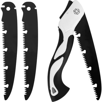 XCDMJ Pruning Saw, Folding Hand Saw with Secure Lock with 2 Blades,Professional Pruning Saw Triple Cut Sharp Blade Portable Folding Tree Saw for Pruning Trees, Trimming Branches