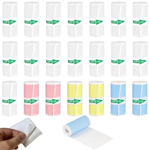 21 Rollen Thermopapier Für Kinderkamera, 15 Rollen Weiß Und 6 Rollen Bunt Mini Drucker Papier, Thermodruckerpapier Für Kinder Sofortbildkameras Und Kleine Fotodrucker (57 X 25mm)