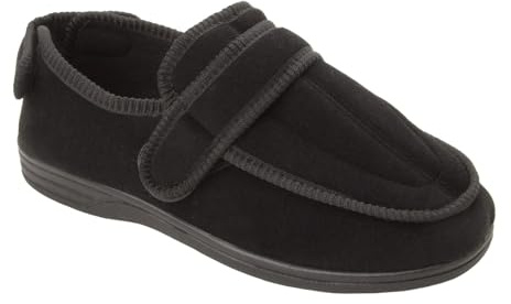 Jo & Joe Mens Black Extra Large Wide Fit Diabetic Orthopaedic Slippers with Wide Opening Large UK Sizes 13, 14, 15, 16 (Black, UK Footwear Size System, Adult, Men, Numeric, Wide, 15)