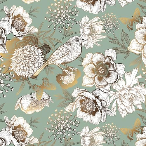 myforHD Papier Peint Autocollant, Fleuri, Feuilles, 44cmX300cm, Auto-adhésif, Imperméable, DéCoratif, Pour Meuble Decoratif Salon Salle De Bain Chambre Armoire Porte Murale