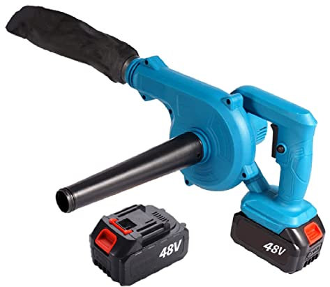 Souffleurs Petit souffleur et aspirateur à feuilles, souffleur/aspirateur à feuilles sans fil 2 en 1, souffleur à feuilles électrique, avec 2 pièces alimentées par batterie lithium-ion 48 V, kit de s