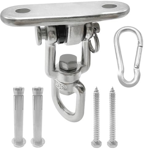 Xpieoyrm Ganci per Altalena Pesanti, Staffa da soffitto per Sacco da Boxe in Acciaio Inossidabile,Girevole a 360°Ganci di Sospensione Moschettone Ancoraggio da Parete Kit per Amaca,Yoga,Sacco da Boxe