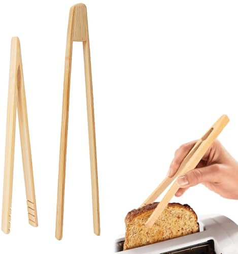 IKOPFLN 2 pezzi Pinze da Cucina,18 cm e 30cm Pinza Cucina Professionali,Bambù e legno Pinze Cucina, Pinzette da Cucina,Multifunzione,per Una Presa Salda, Adatte per Chef,Bistecche,Cucinare