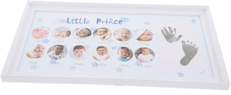RORPOIR Wachstum Fotorahmen personalisiertes babygeschenk Handabdruck-Set -Fotoalbum zur babyparty Zimmerdekoration für Jungen Babyzimmer-Dekoration Foto-Anzeigetafel PVC Blue