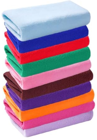 FRCOLOR 10-pack mikrofiber tvättlappar 25 x 25 cm snabbtorkande rengöringsdukar för ansikte och kroppsvård idealisk som tvätthandske