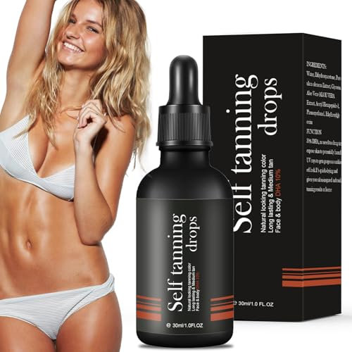 30ml Concentrato Autoabbronzante, Gocce abbronzanti senza sole, Gocce autoabbronzanti per corpo e viso, Gocce Viso Autoabbronzanti Natural Color Grano, A Rapido Assorbimento, Azione Idratante