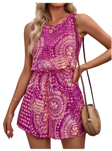 GORGLITTER Women's Floral Shorts Jumpsuit Sleeveless Playsuit