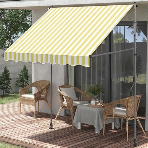 Tenda Da Sole per Esterno A Bracci con Manovella 2 X 1,2M, Regolabile In Altezza, Terrazzo Parasole Resistente Ai Raggi UV, Tenda Da Sole A Bracci Estensibili Avvolgibile, Telaio Telescopico(300x120cm