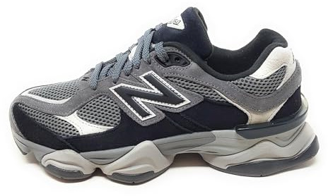 New Balance 9060 - U9060ERA - Chaussures de sport gris/noir, maille et daim, semelle amortissante, design chunky, Gris et noir., 42 EU