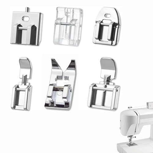 Pied de biche Machine à Coudre 6 pièces compatibles Brother Singer Janome Accessoires Couture Pieds presseurs INOX Haute qualité Installation Facile pour Fermeture éclair