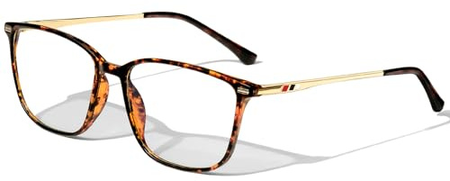 KANASTAL Gafas Bloqueo Luz Azul Leopardo Mujer Ordenador Filtro Azul Hombre Proteccion Pantallas Gaming Blue Light Glasses Patillas Metálicas Doradas - Montura Marrones