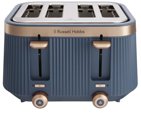Russell Hobbs 4 Slice Toaster, Brontë, Stylish Matte Design with Chrome Accents, Extra Wide Slots, 6 Browning Levels, Lift & Look Function, Removable Crumb Tray, 1960W, Navy