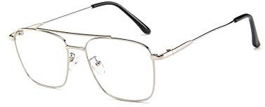 The Factory 3076 Brillenfassung für Erwachsene, modisch, Metall, quadratisch, silberfarben, Doppelstrahl, Retro-Literatur