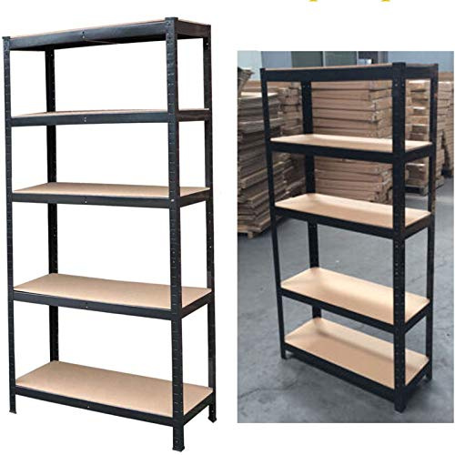 Feidak Garage Shelving 5 Tier Unit 180x90x40cm Boltless Racking Storage Made of Heavy Steel Frame & Strong MDF Board, Metal Shelving Unit Heavy Duty 175kg Capacity Per Shelf