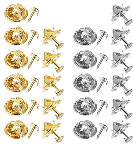 Alfileres Cierres,100 piezas Pines de Repuesto Embrague de Mariposa Imperdibles Broches para Etiquetas de Nombres Ganchos Manualidades Bricolaje DIY Plateado+Dorado