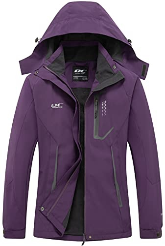 Diamond Candy Women's Waterproof Rain Jacket with Hood Lightweight Outdoors Raincoat Purple Medium