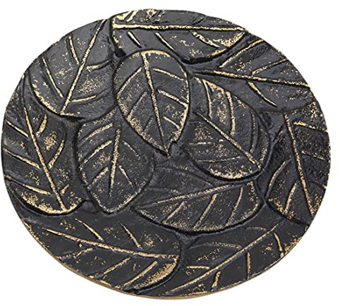 NKlaus piatto per candele alluminio nero - oro Ø 12cm piattino portacandele piattino 10358