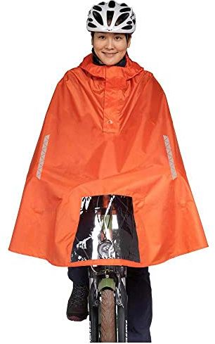Tatonka Poncho de vélo imperméable avec capuche, fenêtre de visualisation pour la lumière du vélo, réflecteurs et interventions pour les mains – Disponible en trois tailles (S/M/L)