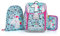 OXY BAG Schulranzen PREMIUM LIGHT 3er-Set, Silber | Ultraleichter Tagesrucksack mit Unicorn-Motiv | Federtasche & Hausschuhsack, 27L | Reflektierende Elemente, Atmungsaktiv, für Schulkinder